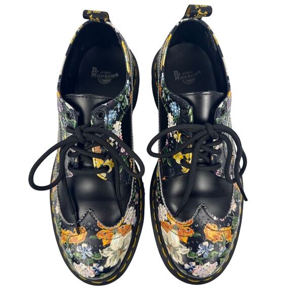 Dr. Martens Darcy Oxfords Floral Brogue 3989 Y2K Women's US 8 Black Leather Rare - Picture 3 of 12